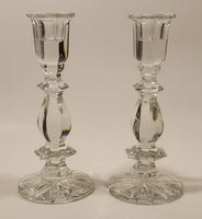 Vintage 7" Tall Heavy Crystal Glass Candle Holders Set of 2 (1 chipped)