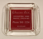 Vintage Schwann Bros. Excavating Sand Gravel Crushing Biggar Saskatchewan Glass Ashtray