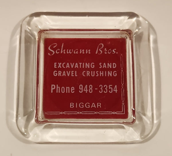 Vintage Schwann Bros. Excavating Sand Gravel Crushing Biggar Saskatchewan Glass Ashtray