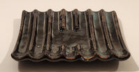 Vintage Curved Slotted Pottery Drip Glaze Ashtray Dish