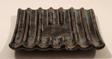 Vintage Curved Slotted Pottery Drip Glaze Ashtray Dish