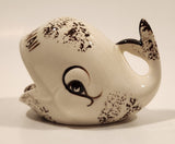 Vintage Aloha Hawaii White Whale Shaped Hand Made Glazed Ceramic Ashtray Made in Hawaii