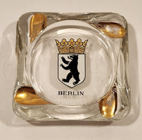 Vintage Berlin Germany Coat of Arms Clear Glass Cigarette Ashtray