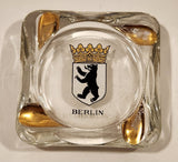 Vintage Berlin Germany Coat of Arms Clear Glass Cigarette Ashtray