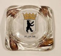 Vintage Berlin Germany Coat of Arms Clear Glass Cigarette Ashtray
