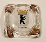 Vintage Berlin Germany Coat of Arms Clear Glass Cigarette Ashtray
