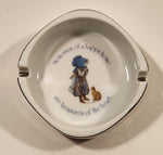 Vintage Designers Collection Holly Hobbie Blue Girl Genuine Porcelain Cigarette Ashtray Made Japan