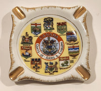 Vintage GC Fine China Canada Coat of Arms & Emblems Hand Painted Ashtray Made Japan
