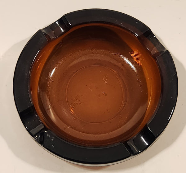 Vintage Heavy Brown Amber Glass Cigarette Ashtray