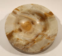 Vintage Round Heavy Onyx Stone Ashtray