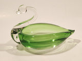 Swan Bird Green Art Glass Candy Dish