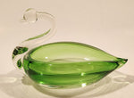 Swan Bird Green Art Glass Candy Dish