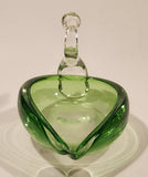 Swan Bird Green Art Glass Candy Dish