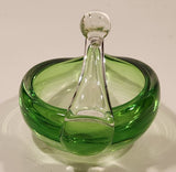 Swan Bird Green Art Glass Candy Dish
