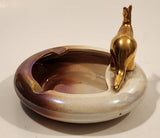 Vintage Wembley Quality Ware Gold Kangaroo Cream and Brown Lustreware Ceramic Ashtray Made in Australia