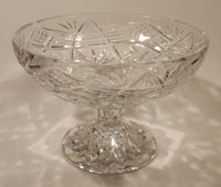 Vintager Bohemian Czech Kusak 5 7/8" Tall Heavy Crystal Glass Pedestal Bowl Dish