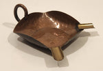 Vintage Oravo Two Slot Hammered Copper Metal Cigarette Ashtray with Handle
