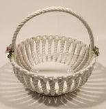 La Huerta Pink Flower White Lattice Work Candy Bowl Dish Hand Made in Manises Spain HAS TWO CRACKS