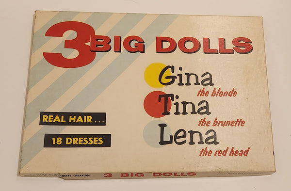 Rare Vintage DJE Toys 3 Big Dolls Dress Up Game In Box