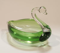 Swan Bird Green Art Glass Candy Dish