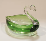 Swan Bird Green Art Glass Candy Dish