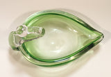 Swan Bird Green Art Glass Candy Dish