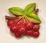 Vintage 1950s Bunch of Red Cherries Fruit Chalkware Wall Decor