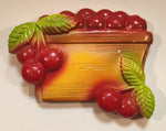 Vintage 1950s Bowl of Red Cherries Fruit Chalkware Wall Decor