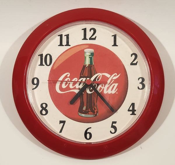 Coca Cola Button Style 8 1/2" Red Plastic Wall Clock WORKING