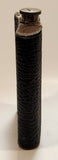 Fur Top and Bottom Black Textured Leather Wrapped Stainless Steel Hip Flask