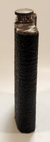Fur Top and Bottom Black Textured Leather Wrapped Stainless Steel Hip Flask