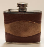 Brown Leather Wrapped Stainless Steel Hip Flask