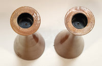 Teak Turned Wood 7" Tall Candle Holder Stands Set of 2