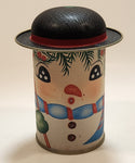 Vintage Daher Cap Tins Lady Snowman Can Christmas Ornament