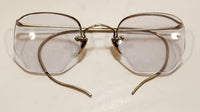 Antique 1930s J. J. Butchart Optometrist G. Woodward Ltd. Edmonton Bosch & Lomb 12K Gold 1/10 Wire Frame Eye Glasses in Case with Rag