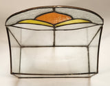 Vintage Art Deco Orange Yellow White 10 1/4" Tall Leaded Frosted and Stained Glass Mail Holder Letter Box