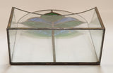 Vintage Art Deco Blue and Green 10 1/4" Tall Leaded Stained Glass Mail Holder Letter Box
