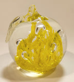 Vintage Art Glass Fruit Clear Yellow Apple Explosion with Bubbles 3" Tall Ornament
