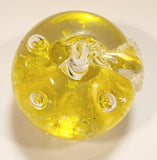 Vintage Art Glass Fruit Clear Yellow Apple Explosion with Bubbles 3" Tall Ornament