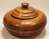 Vintage Teak Wood Candy Nut Dish Trinket Box With Lid