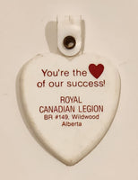 Vintage Royal Canadian Legion BR #149 Wildwood Alberta You're the Heart of our success! Plastic Fob Keychain Ring