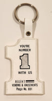 You're Number 1 With Us Regent Vending & Amusements Ottawa Ontario Payge No. 691 White Rubber Fob Keychain Ring