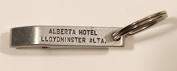 Vintage Alberta Hotel Lloydminster Alberta Metal Bottle Opener Fob Keychain Ring