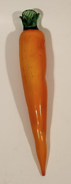 Vintage Art Glass Vegetable Orange Carrot 8 1/2" Long Ornament