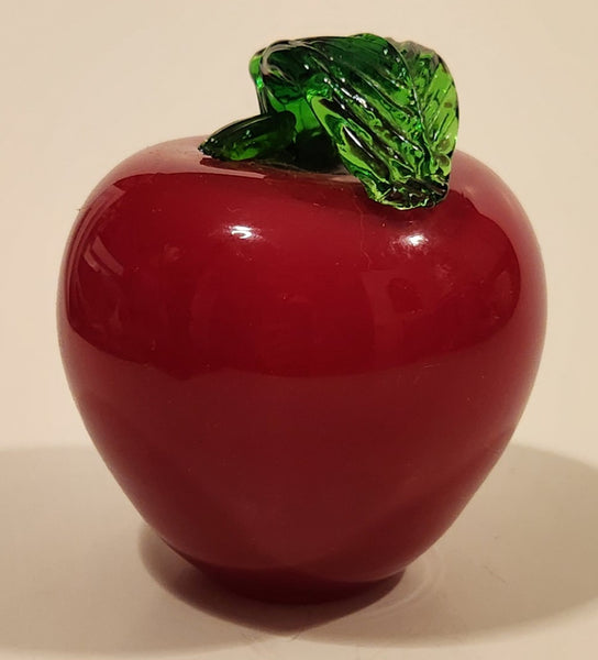 Vintage Art Glass Fruit Red Apple 3 3/4" Tall Ornament