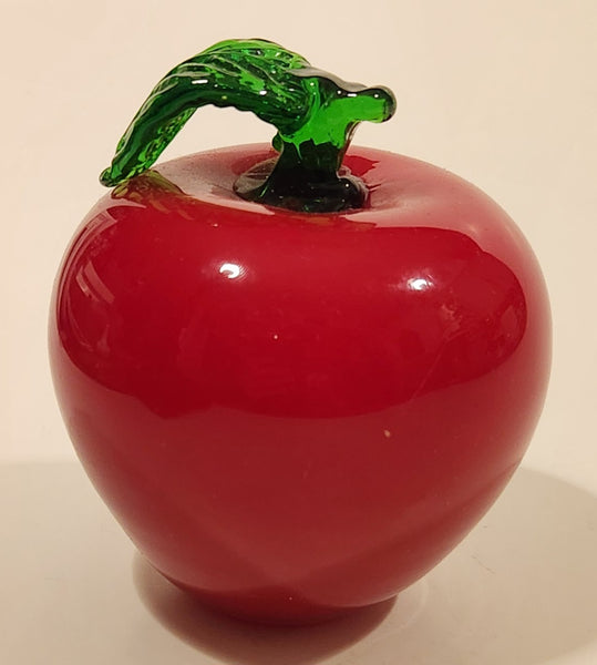 Vintage Art Glass Fruit Red Apple 3 1/2" Tall Ornament