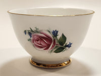 Vintage Delphine Red Rose Gold Trim Bone China Sugar Bowl and Creamer Pitcher Jug Made in England