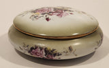 Vintage 1898 China Company Pink Rose Flowers Porcelain Trinket Box with Lid