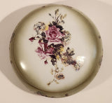 Vintage 1898 China Company Pink Rose Flowers Porcelain Trinket Box with Lid