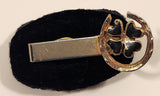 Vintage Horse Shoe with Black Enamel 4 Leaf Clover Gold Tone Tie Clip